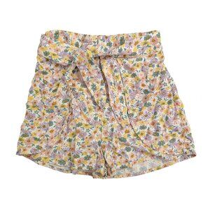 AE Tie Waist Flutter Shorts XXS Floral with Pink, Yellow, Purple, and Green